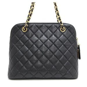 Chanel Matelasse Chain Shoulder Bag Caviar Skin Black